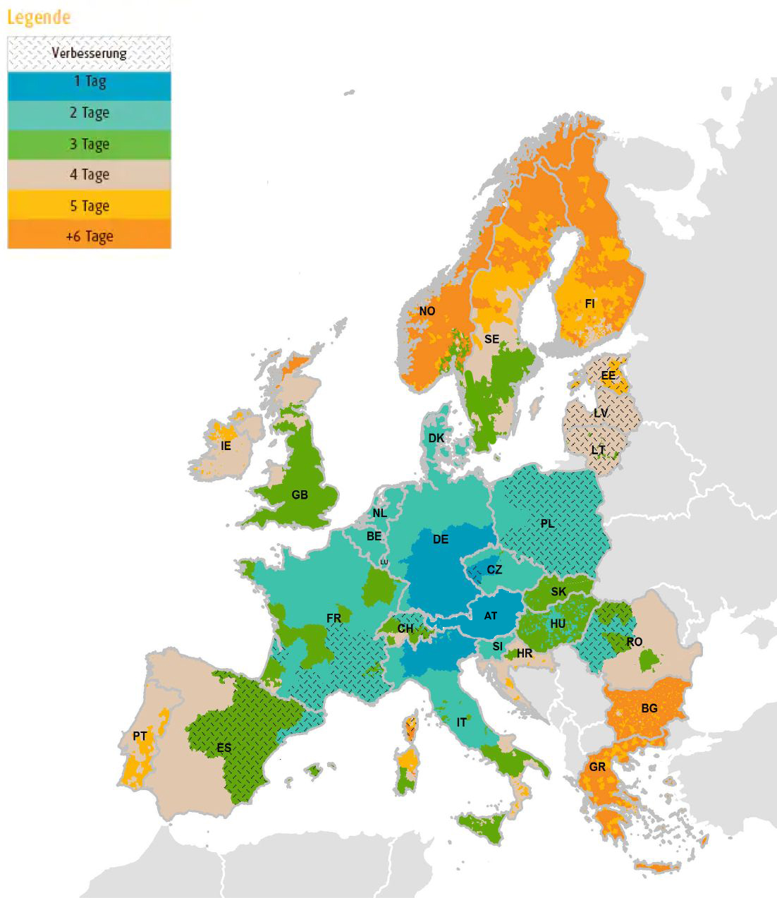 Laufzeitenkarte EU